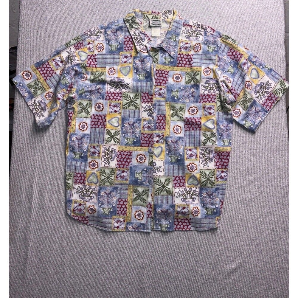 Vintage Separate Issue Patchwork Floral Button-Down Shirt Size 22W
